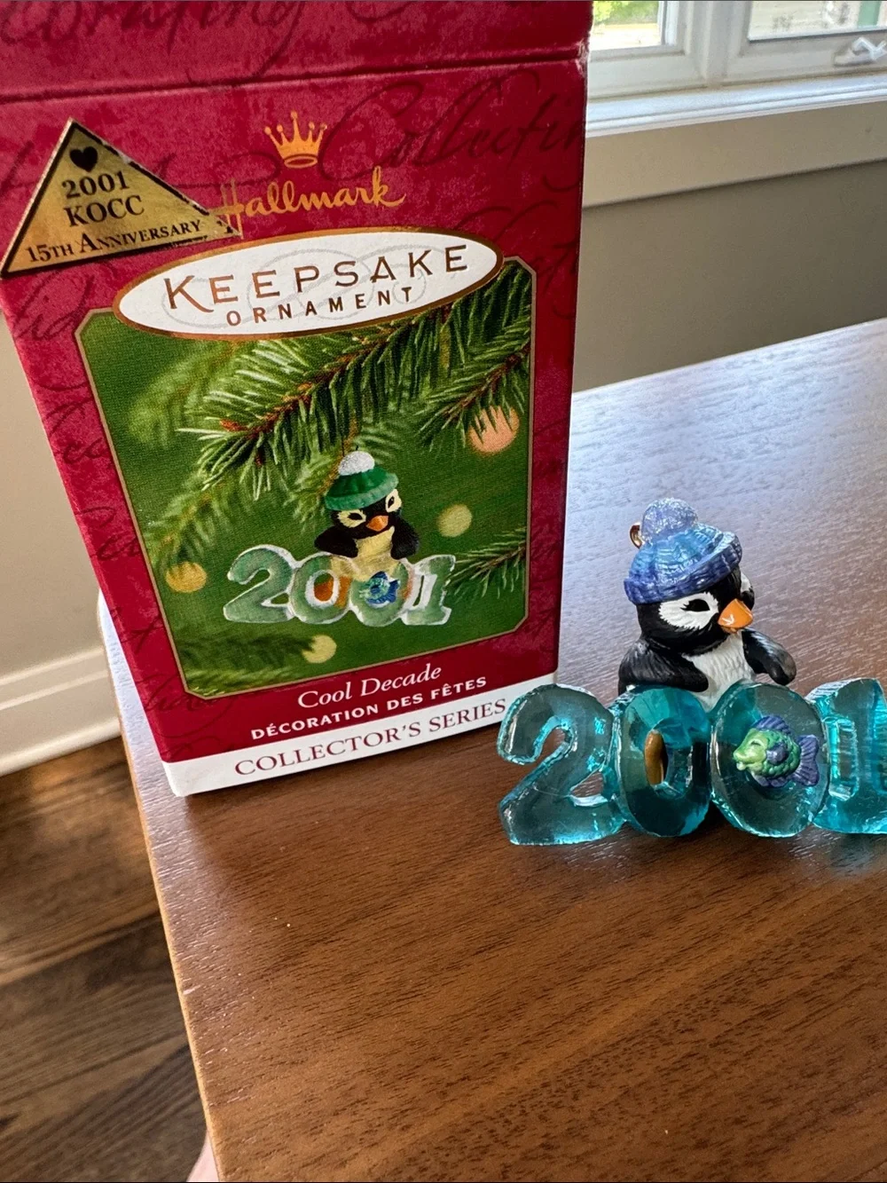 RARE Hallmark Re-paint Penguin 2001 Ornament in Teal and Blue Cool Decade #2